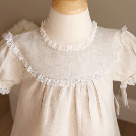 Linen Float Dress 100% Cotton Linen Flax Beige Add Monogram Beach Portrait NWT - Picture 3 of 8